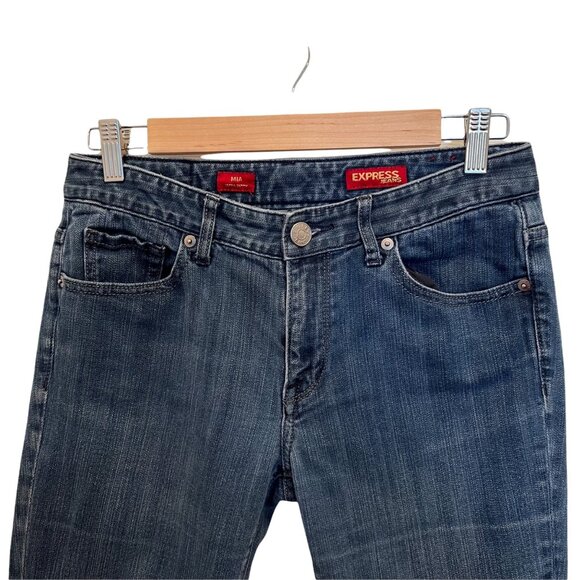Express MIA Womens Ultra Skinny‎ Slightly Distressed Logo Blue Jeans Size 6 - Picture 5 of 8